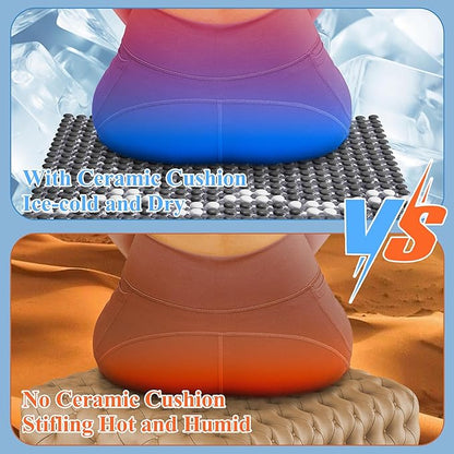 HOMREST Cooling Seat Cushion for Back Pain 17x17 Ceramic Bead Massage Seat Pad for Office Chair, Car, Home Breathable Summer Chair Cushion (Grey)