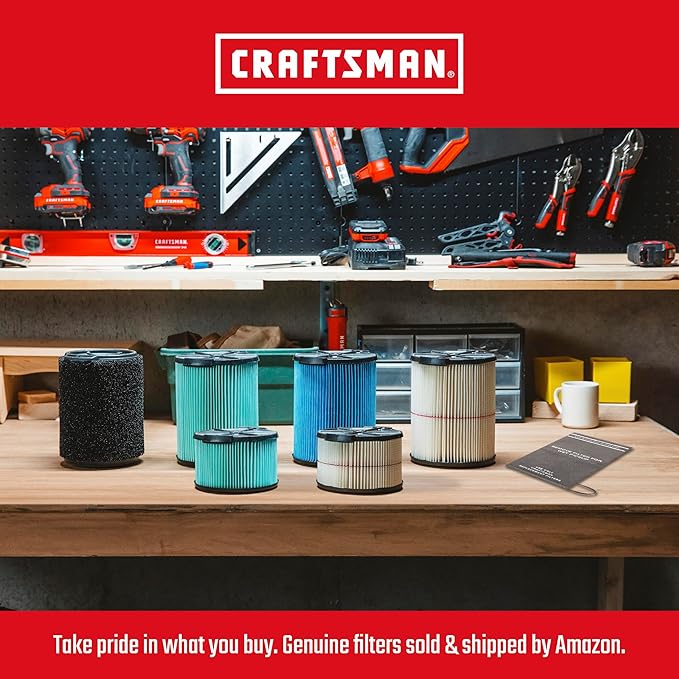 CRAFTSMAN CMXEVBE17606 12 Gallon 6.0 Peak HP Wet Dry Vac with Detachable Leaf Blower, Portable Shop Vacuum with Filters, Dust Bag, Wet Nozzle, Hose, Attachments for Garage Cleaning