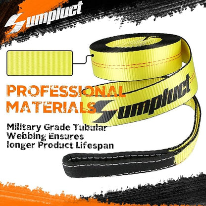 2 Pack Tow Strap 2" x 20 ft 20000 lbs Break Strength Kinetic Recovery Tow Rope with Loops,Emergency Towing Straps,Tree Saver Snatch Ropes for ATV,UTV,Car,Tractor,Vehicles,Boat,Trailer Accessories