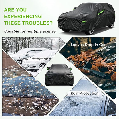 KouKou SUV Car Cover Waterproof All Weather, 7 Layers Outdoor Cover for Automobiles Rain Snow Protection, Universal Fit Ford Escape, Honda HRV,Jeep Liberity, Compass, Renegade, ect. (Up to 181 inches)