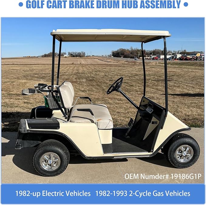 Golf Cart Brake Drum Assembly Kit Compatible with EZGO TXT 1982-up Electric and 1982-1993 2-Cycle Gas Style, Rear Brake Hub with 24 Splines Replaces 19186G1P - 2 Pack