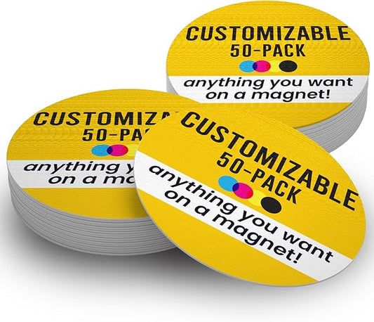 Magnet Me Up Customizable 30 Mil Round Magnet- 6”, 50 PK Weatherproof Car Magnet for Businesses, Sports Teams, Fundraiser, Personal Expression- Custom Text & Logo- Strong Magnetic Vinyl for Vehicles