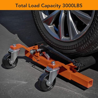 2Pcs Car Wheel Dolly, 1500LBS Capacity Trailer Dolly with Hydraulic Tire Jack for Vehicle Positioning for Truck Rv Trailer, Orange