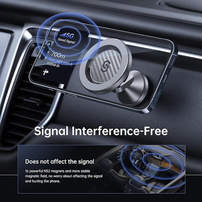SYNCWIRE for MagSafe Car Mount - Kevlar Material Magnetic Phone Holder for Car Dash,360° Rotation Strong Magnets Car Phone Holder Compatible iPhone 16 Pro Max 15 14 13,Android MagSafe Car Accessories