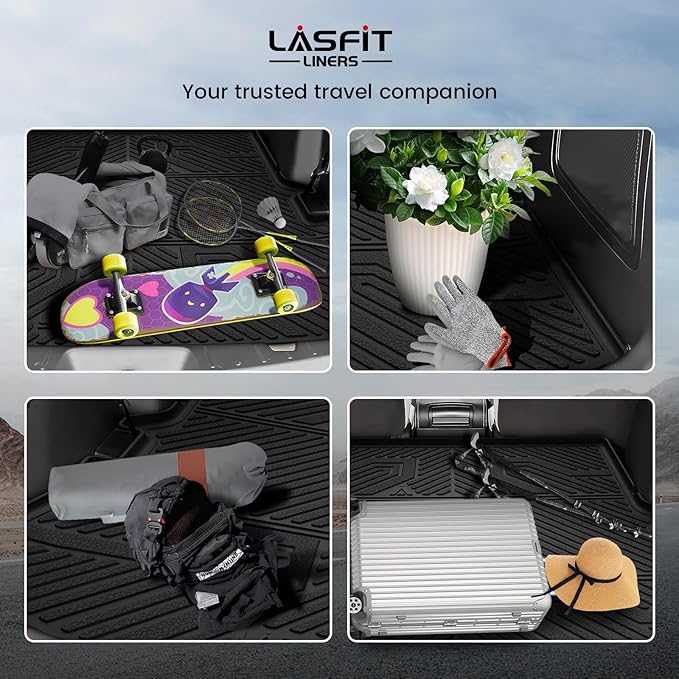 LASFIT Trunk & Backrest Mat for Ford Explorer 2015-2019, Custom Fit All Weather Protector TPE One-Piece Design Easy Installation Trunk with Seatback Mat, 1pc Black