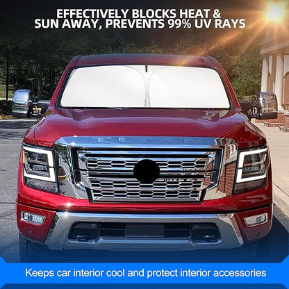 Windshield Sun Shade for Ni-ss-an Titan 2020-2025 Foldable Sunshade Custom Fit Front Window Car Interior Accessories Protector Blocks UV Rays