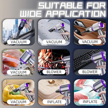Handheld Car Vacuum Cleaner, 21000PA Rechargeable High Power Cordless Mini Vacuum Cleaner and Blower 4-in-1 with 3 Gear, Vacuum with Brushless Motor for Car, Home, Office, PC