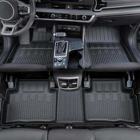 Floor Mats Set for 2023-2025 2026 Kia Sportage Gas, Full Coverage All Weather Floor Mats Cargo Mat with Backrest Protectors & Door Sill Guards for Sportage Accessories (No for Hybrid)