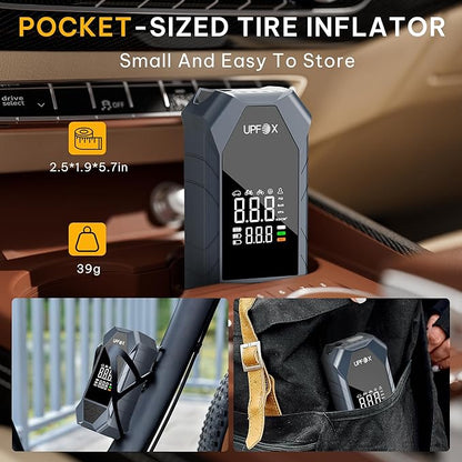 Tire Inflator Portable Air Compressor - 150psi &12000 mAh Fast Air Pump for Car Tires with Digital Tire Pressure Gauge Accurate Dual Lcd Display & Led Light for Car Motorcycle Bicycle Balls More