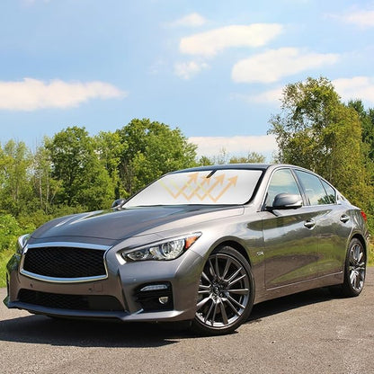 for Infiniti Q50 Windshield Sunshades for 2014-2024 2025 Infiniti Q50 Sedan Windshield Cover Foldable Front Window Shields 240T Coating Protector Sun Visor Blocks UV Rays Car Accessories