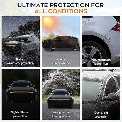 SUV Car Cover Waterproof All Weather for Automobiles，Outdoor Heavy Duty Full Exterior Covers with Zipper Door, Rain Sun Snow Dust UV Protection, Windproof Straps & Reflective Strips(Up to 189")