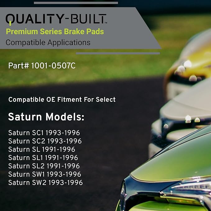 Premium Ceramic Front Brake Pads (1001-0507C) Compatible with Saturn SC1 1996-1993, SC2 1996-1993, SL 1996-1991, SL1 1996-1991, SL2 1996-1991, SW1 1996-1993, SW2 1996-1993