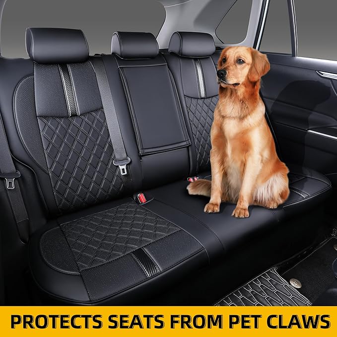 Custom Fit RAV4 Seat Covers for 2019-2025 Toyota RAV4 Hybrid LE,XLE,XLE Premium,Limited Full Coverage Waterproof Leather Car Seat Covers Full Set (Black)