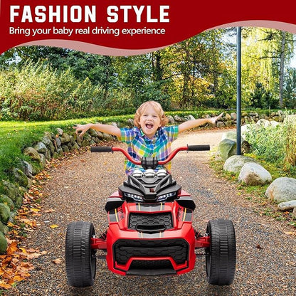 12V Kids Electric Ride-On Car with Parent Remote Control, 7MPH, 2 Speeds, 2x55W Motor, LED Lights, Music, USB & EVA Tires, 3 Wheel Battery Powered Toy Vehicle for Toddlers