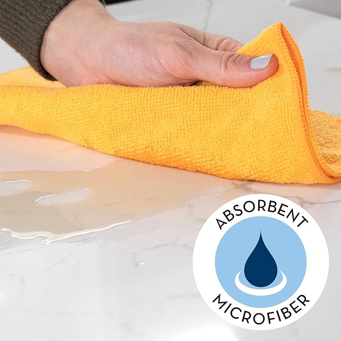 S&T INC. 25 Pack Microfiber Cleaning Cloth, Bulk Towels for Home, Reusable Microfiber Towels for Cars, Cleaning Rags, Assorted, 11.5 Inches x 11.5 Inches, 25 Count