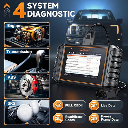 FOXWELL NT716 Bidirectional OBD2 Scanner – ABS, Airbag, Transmission, Engine Scanner with 9 Service Resets Including ABS Bleeding Oil Light, EPB, BMS, DPF, Throttle Relearn, Orange