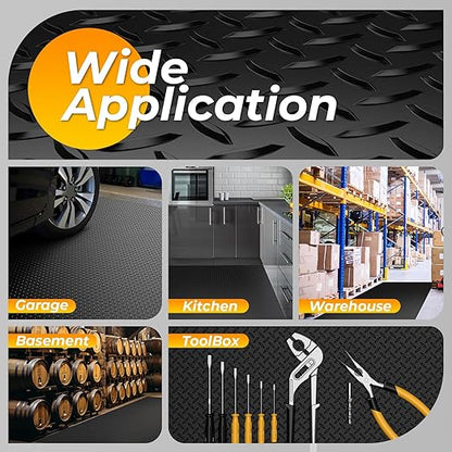 7.8 x 18 FT Garage Floor Mats for Under Car, 2.8mm Thickened Rubber Garage Flooring Roll, M Size 140.4 SQFT Garage Car Mat for Mid-Size SUVs, Sports Car, Black