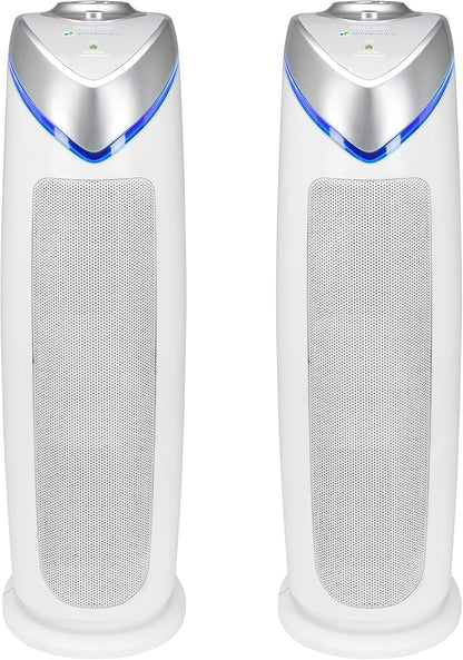 GermGuardian Air Purifier with HEPA 13 Filter, Removes 99.97% of Pollutants, Covers 743 Sq. Foot Room in 1 Hour, UV-C Light Helps Reduce Germs, 22 Inch, 2-Pack, White, AC4825W2PK