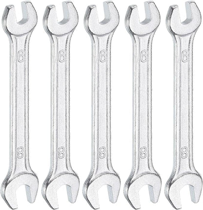 HARFINGTON 5pcs Double Open End Wrench 6mm x 8mm Metric 15 Degree Offset Angle Small Flat Head Wrench Galvanizing Open Ended Spanner for Automotive Repair Furniture Assembly