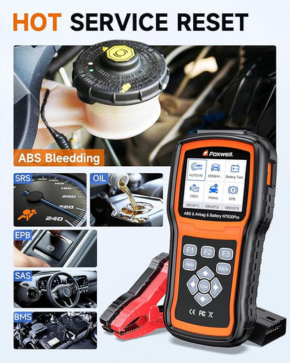 UPGRADED NT630 Plus, FOXWELL NT630 Pro 2-in-1 ABS SRS OBD2 Scanner & Battery Tester, Car Scan Tool with 12V Battery Load Analyzer, 100-1100CCA, ABS Bleed, BMS/OIL/SAS/EPB Reset, Live Data, Active Test