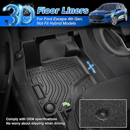 Cartist Custom Fit for Floor Mats Ford Escape 2020-2024 2025 (Not for Hybrid) All Weather Floor Liners TPE Odorless Heavy Duty