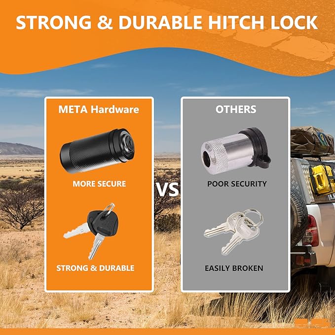 Trailer Hitch Locks, Hitch Lock with 5/8'' Dia 3-1/2” Long Pin Fits 2" and 2-1/2" Receiver Tubes, Class III IV Hitches, Trailer, Truck, Car and Boat Receiver Lock (Keys Alike 4 Pack)