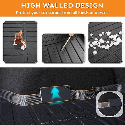 Binmotor-Custom Floor Mats & Cargo Liner for Acura RDX 2013 2014 2015, Front & 2nd Row & Cargo Mat Full Set, TPE All Weather Car Floor Mat for Acura RDX Accessories Floor Liners