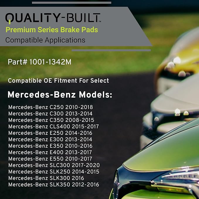 Premium Semi-Metallic Front Brake Pads (1001-1342M) Compatible with 2008-2020 Mercedes-Benz (C250/C300/C350/CLS400/E250/E300/E350/E400/E550/SLC300/SLK250/SLK300/SLK350)
