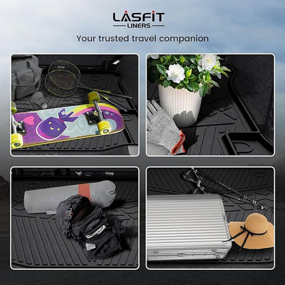 LASFIT Trunk Mat for Jeep Wrangler 2011-2018 JK Unlimited 4-Door (NOT for JL or 2-Door) All Weather TPE Custom Fit Cargo Mat Trunk Liner Cargo Liner, Black