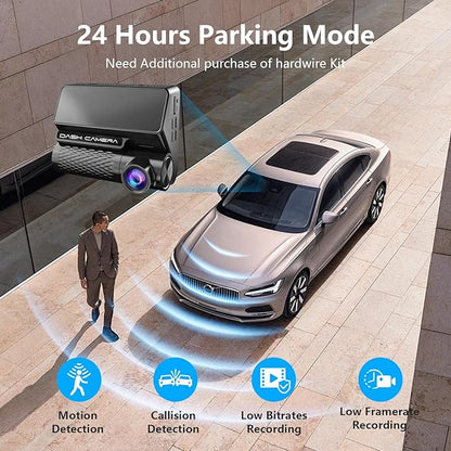 4K Dash Cam Front and Rear, 30FPS Dash Camera for Cars with UHD 2160P Night Vision, 3'' IPS Screen Dual Dashcam Built-in WiFi with GPS, App Control, 24H Parking Mode, G-Sensor