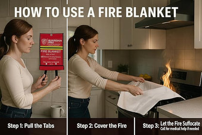 Emergency Fire Blanket for Home and Kitchen - 47"x47" - Must Have Fire Protection - Fire Suppression Fiberglass Fire Blankets for House Camping Car Office Emergency Survival Safety (4 Pack)