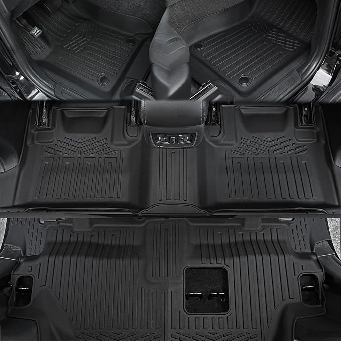 Floor Mats for 2016-2024 2025 Dodge Durango 7-seat, All Weather TPE Cargo Liner Cargo Mat and 3rd Row Backrest Mats for RT/GT Durango Accessories