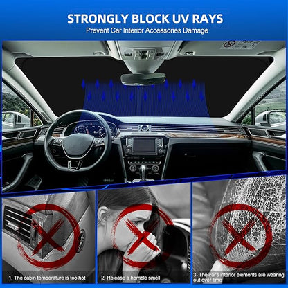 Windshield Sun Shade for Kia Telluride 2020-2025 Foldable Sunshade Custom Fit Front Window Car Interior Accessories Protector Blocks UV Rays