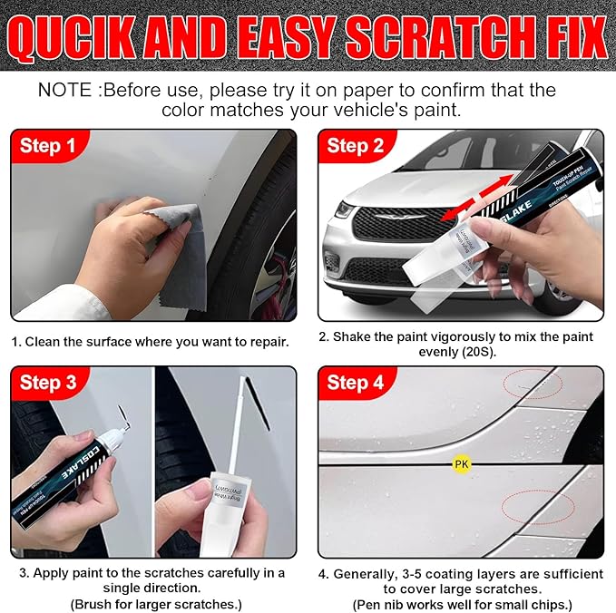 Car Touch Up Paint(Diamond Black Crystal(PXJ/KXJ)) for Chrysler, Car Paint Scratch Repair Kit, Quick & Easy Solution to Repair, 2 in 1 Scratch Remover Pen with 2PCS Disposable Micro Applicators