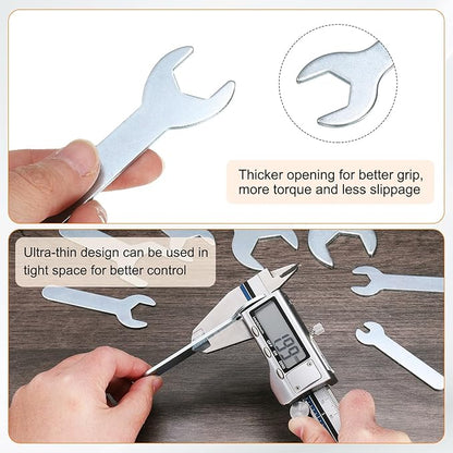 HARFINGTON 10pcs Small Wrench Open End Wrench 22x126x2.8mm Metric U-Shaped Single Open Ended Spanner Super Thin Small Flat Head Galvanizing Wrench for Automotive Repair Furniture Assembly