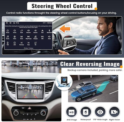 2G+64G 9 Inch Android Car Stereo for Hyundai Tucson 2015-2018 Radio Wireless Apple CarPlay Android Auto Bluetooth Touchscreen GPS Navigation Head Unit WiFi FM USB SWC Split Screen+AHD Backup Camera