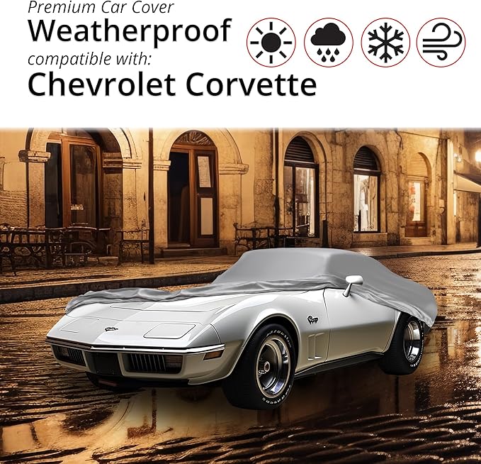 Car Covers Weatherproof Max Car Cover & Warranty Compatible with Chevrolet 1953-1957 Corvette – Outdoor Cover Theft Cable Lock Car Accessories Better Than Waterproof