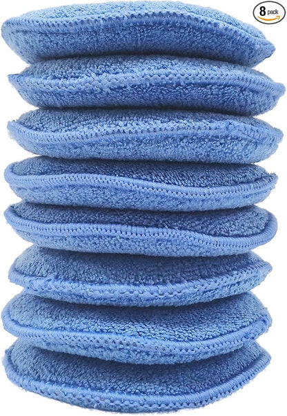 Polyte Microfiber Detailing Wax Applicator Pad, 8 Pack (Blue, 5 in)