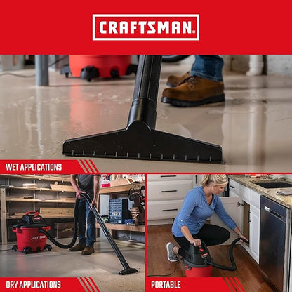 CRAFTSMAN CMXEVBE17595 16 Gal. 6.5 Peak HP Wet/Dry Shop Vacuum with Filter, Dust Bag, Hose, Attachments and CMXEVBE17250 2.5 Gal. 2.5 Peak HP Portable Vac with Filter Bag, Hose and Attachments