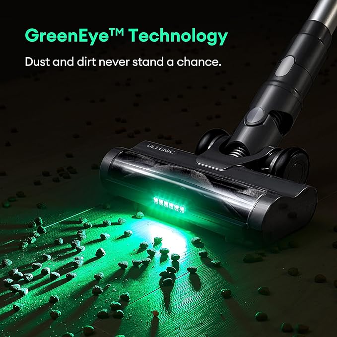 Ultenic Cordless Vacuum Cleaner, 450W 40Kpa Stick Vacuum with Car Dashboard Screen, Tangle-Free Brush for Pet Hair, Max 45mins Runtime, LED Display Tools for Hard Floor, Carpet, Car Cleaning, U12