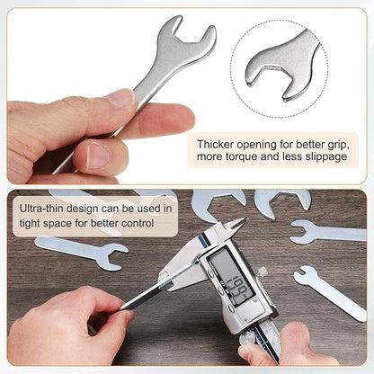 HARFINGTON 10pcs Small Wrench Open End Wrench 13x108x3mm Metric U-Shaped Single Open Ended Spanner Super Thin Small Flat Head Galvanizing Wrench for Automotive Repair Furniture Assembly