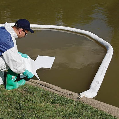 PIG Oil Boom - Oil-Only Absorbent Boom - 8 Pack - 3" x 10' Boom - Absorbs up to 2 gallons per Boom - BOM406