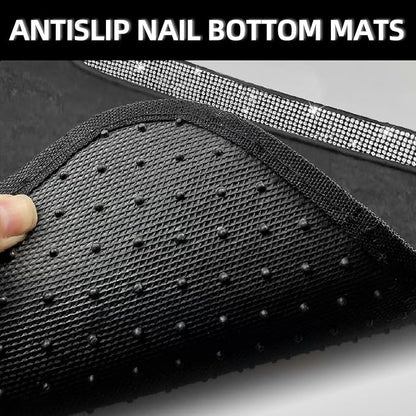 NBTEPEM Bling Car Floor Mats Full Set, Universal Fit Most Cars,SUV, Trucks, 4 pcs Sparkle Glitter Diamond Carpet for Women Girls with Anti-Slip Pad (Silver Diamond)