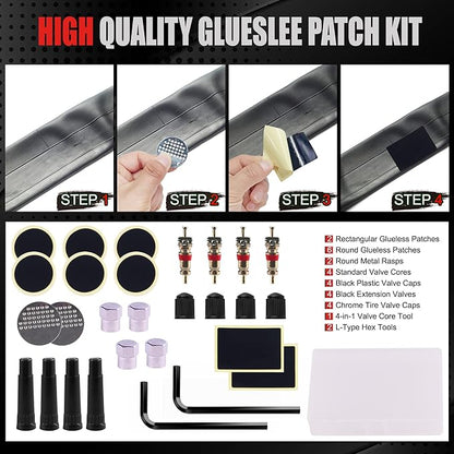 Heavy Duty Tire Repair Tools Kit - 108 PCS Set Truck Tool Box for Motorcycle, Car, ATV, Jeep, Truck, Tractor Flat Tire Plug Kit