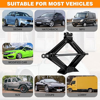 Car Jack Kit,Scissor Jack,Scissor Lift Jack for Car 2 Ton (4409 lbs) Tire Jack Tool Kit Universal Car Emergency Kit with Crank Handle, Heavy Lifting Jack,Portable Tire Changing Kit for Car Truck SUV