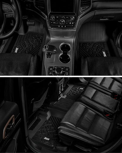 3W Floor Mats Compatible for Jeep Grand Cherokee 2013-2015 (Non L) TPE All Weather Custom Fit Floor Liner 1st and 2nd Row Full Set Car Mats, Black