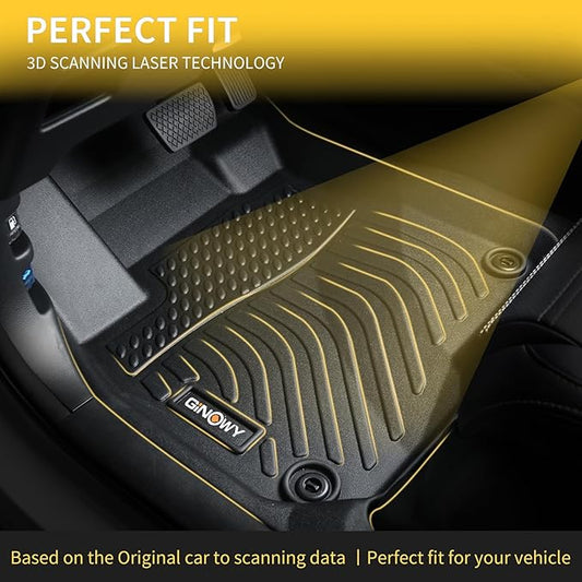 GINOWY-Floor Mats & Cargo Liner for Honda Civic 2016-2021 Civic Sedan/Civic Si (Not Hatchback/Coupe/Type R) All Weather Civic Car Mats Non-Slip Floor Liners Waterproof Accessories Black