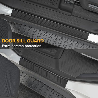 Floor Mats Set for 2024 2025 Toyota Land Cruiser Prado 5 Seats, Full Coverage All Weather Floor Mats Cargo Mat with Backrest Protectors & Door Sill Guards for Land Cruiser Accessories