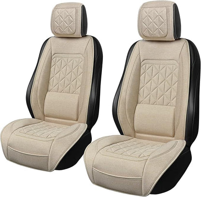 BABYBLU Linen Car Seat Cover for Cars - Durable & Non-Slip - Front Car Seat Protector Covers for Most Automotive, Vans, SUVs, Trucks