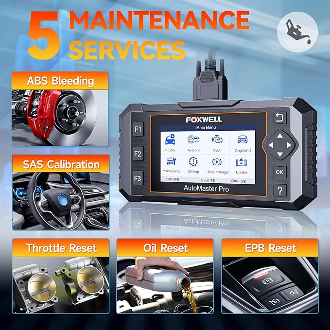 2025 FOXWELL NT614 Elite OBD2 Scanner with 5 Resets ABS Bleeding, SAS Calibration, Oil, EPB, Throttle, Upgrade of NT604 Code Reader Scan Tools, ABS SRS Engine Transmission Battery Test Car Scanner